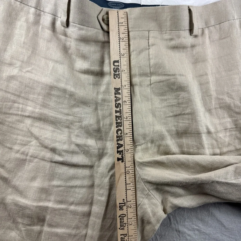 Pronto Uomo Platinum Linen Pants Mens 40x30 Beige Khakis Chinos Slacks Preppy